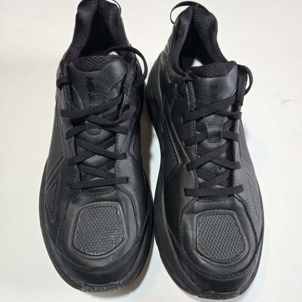 Hoka One One Bondi LTR Black Leather Men's Size 10 Walking Shoes 1019496 BLK